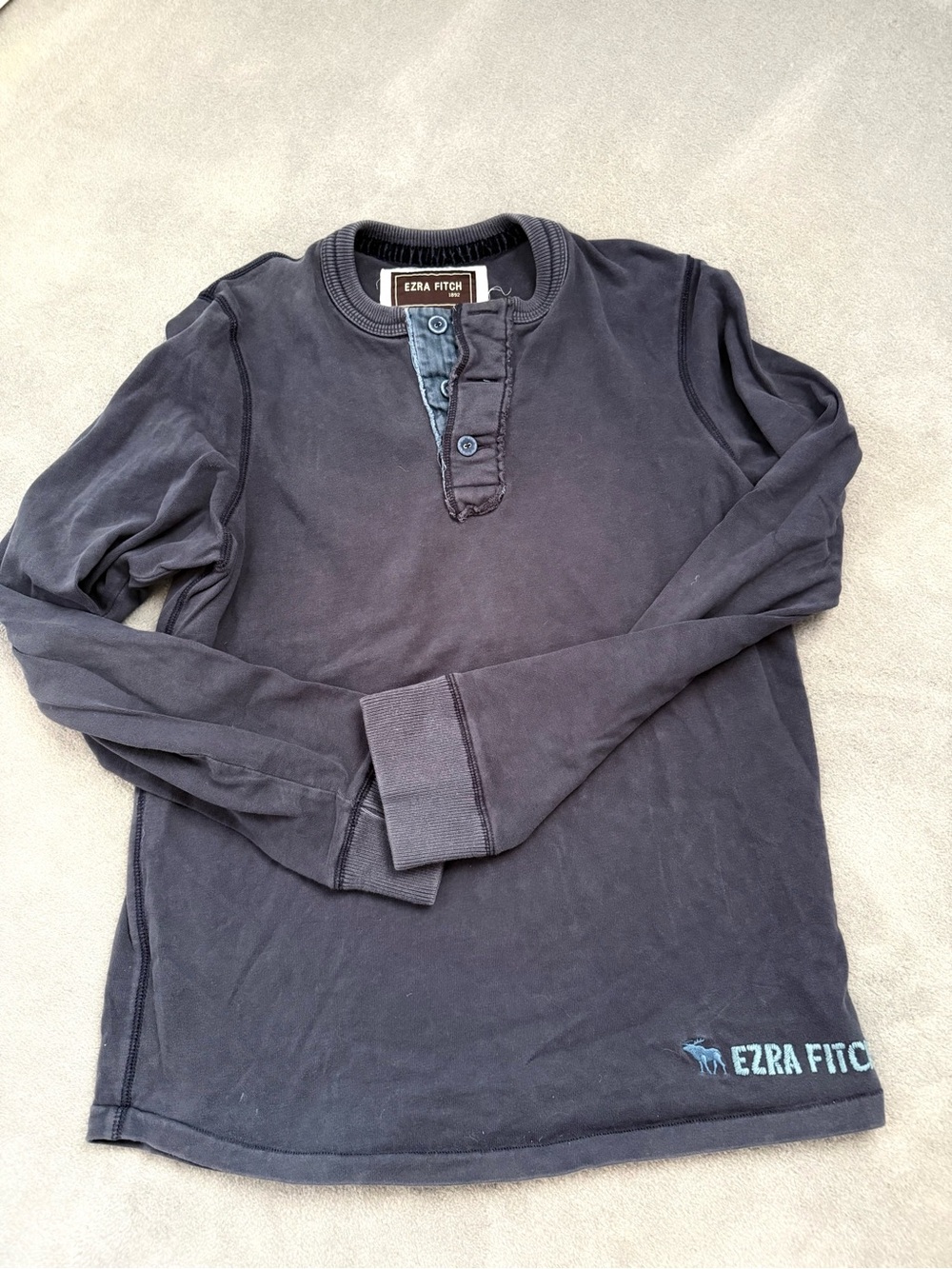 Vintage Ezra Fitch Men’s Navy Long-Sleeve heavy Henley Shirt